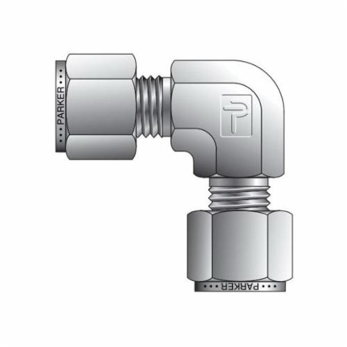 Parker® 8-8 EBZ-SS CPI™ Single Ferrule Union 90 deg Elbow, 1/2 in, Compression, 316 Stainless Steel - Instrumentation Fittings
