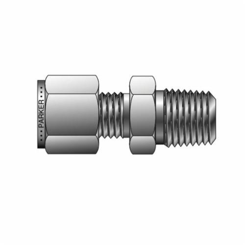 Parker® 4-2 FBZ-SS CPI™ Single Ferrule Connector, 1/4 x 1/8 in, Compression x MNPT, 316 Stainless Steel - Instrumentation Fittings