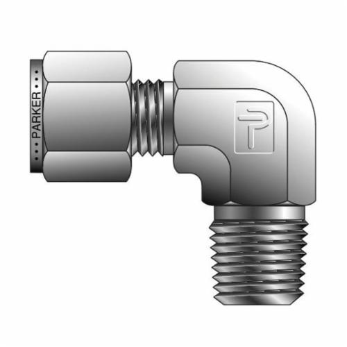 Parker® 4-2 CBZ-B CPI™ Single Ferrule Elbow, 1/4 x 1/8 in, Compression x MNPT, Brass - Instrumentation Fittings