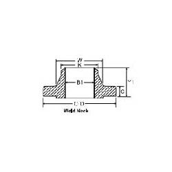 Weldbend&reg; 121-060-000 Flat Face Weld Neck Flange, 6 in, Forged Carbon Steel, 150 lb, Domestic