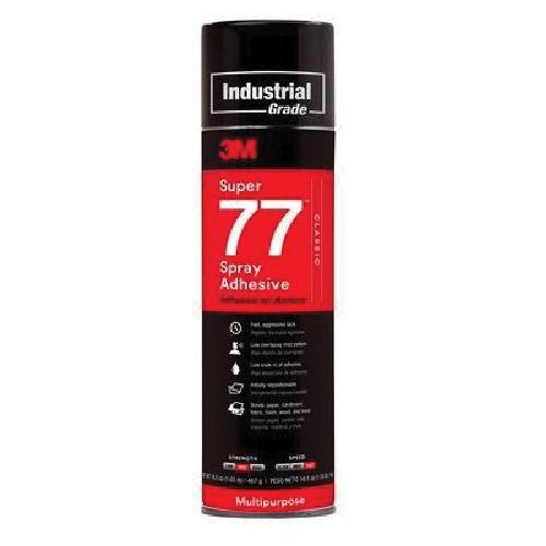 3M™ Super 77™ 021200-21210 77 Multi-Purpose Spray Adhesive, 24 fl-oz Aerosol Can, Liquid, Clear, 0.72 - Spray Adhesives