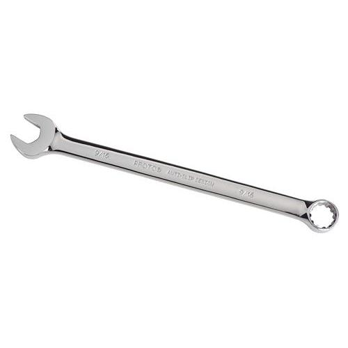 Proto® TorquePlus™ J1218ASD Anti-Slip Design Combination Wrench, Imperial, 9/16 in, 12 Points, 15 deg Offset, 8-7/8 in OAL, Alloy Steel, Satin, ASME B107.100 - Combination Wrenches