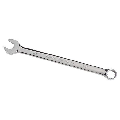 Proto® TorquePlus™ J1218ASD Anti-Slip Design Combination Wrench, Imperial, 9/16 in, 12 Points, 15 deg Offset, 8-7/8 in OAL, Alloy Steel, Satin, ASME B107.100