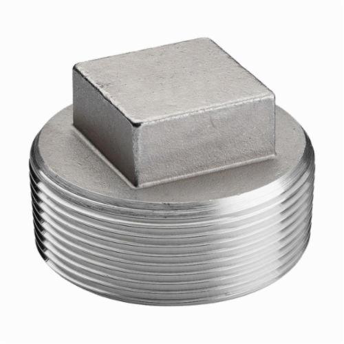 Merit Brass K617A-02 Square Head Solid Plug, 1/8 in, MNPT, 150 lb, 316/316L Stainless Steel, Import - Stainless Steel Pipe Fittings